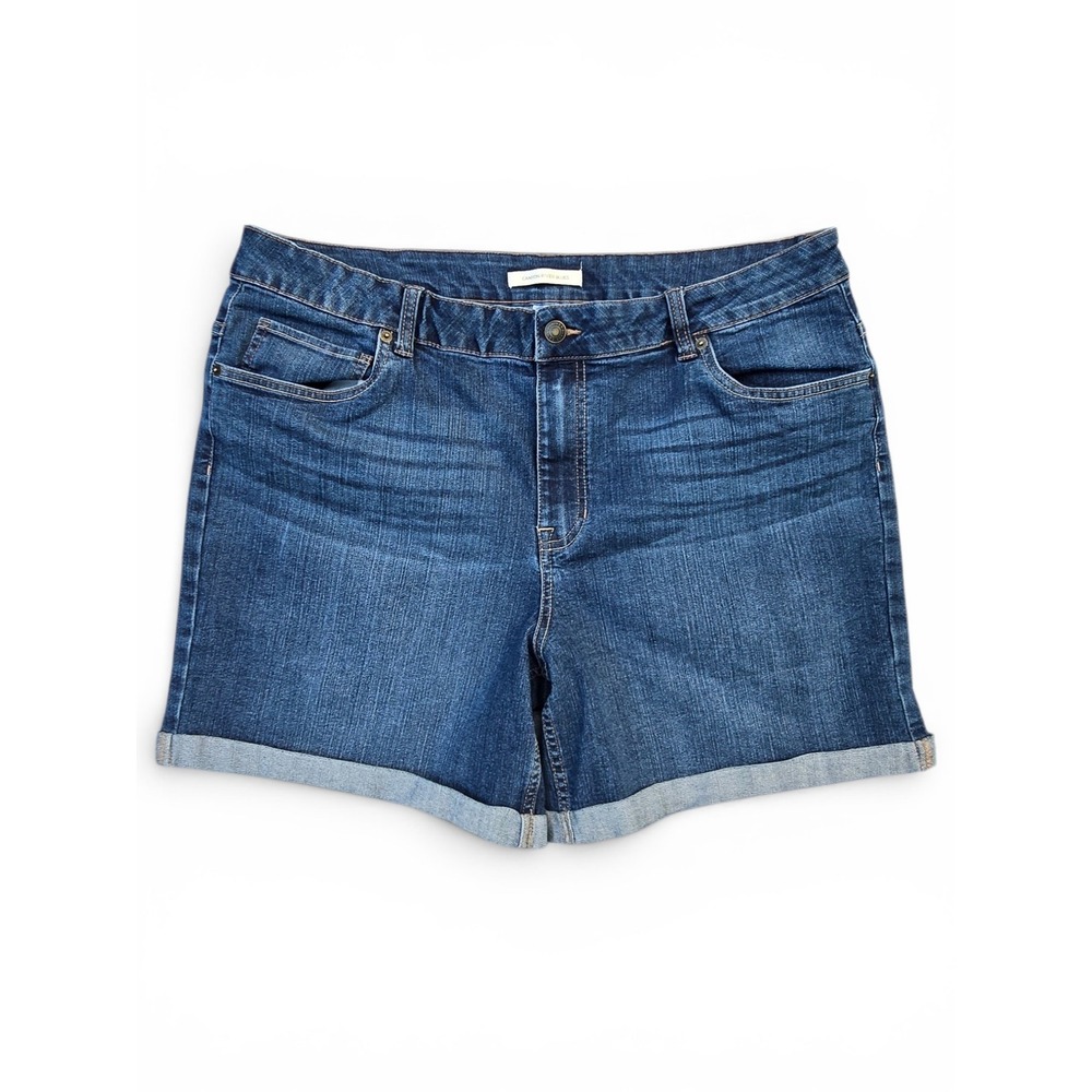 Canyon River Blues Womens Plus Size 18 Dark Wash Cuffed Stretch Denim Shorts